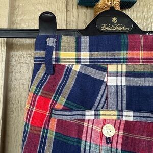 FAIRWAY & GREENE ⛳️ Men’s Red & Blue Pleated All Linen 9” Shorts - Size 34